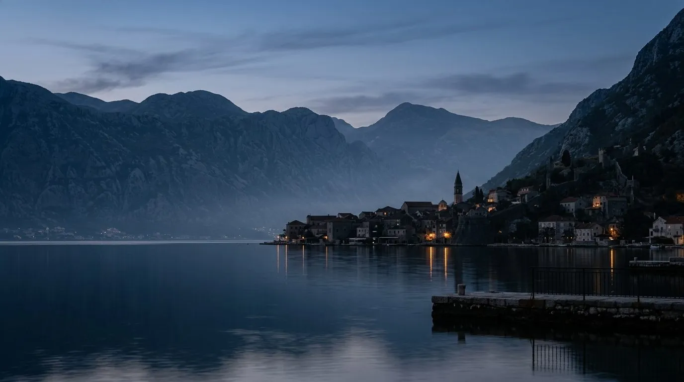 The Bay of Kotor at blue hour
